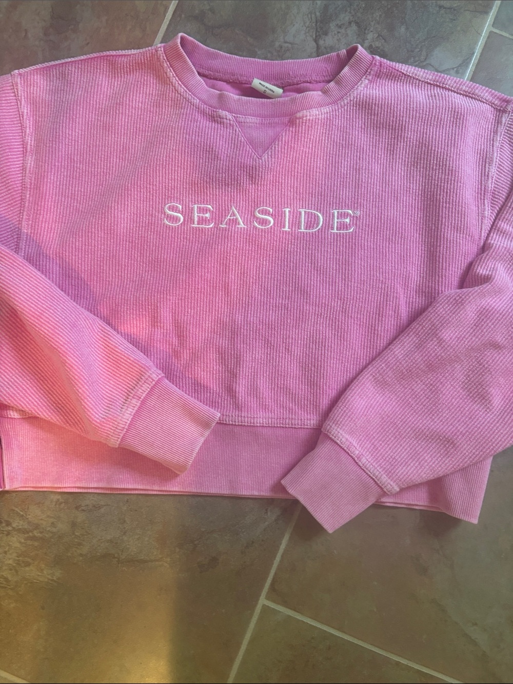SEASIDE FLORIDA RIBBED CROPPED SWEATSHIRT- size small